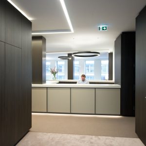 چراغ خطی ، نور خطی روکار - ورودی اصلی ساختمان اداری