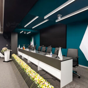 چراغ خطی لاین ، سالن همایش کاج بانک کارآفرین لاین روکار نور خطی نورانه