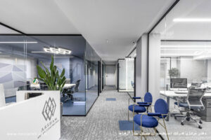 دفتر مرکزی شرکت اندیشمندان مسکن ساز آرشام تهران نورانه چراغ لنزا لاین