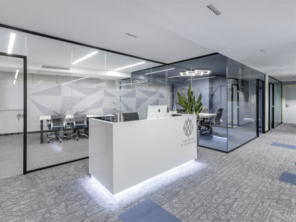 دفتر مرکزی شرکت اندیشمندان مسکن ساز آرشام تهران نورانه چراغ لنزا لاین