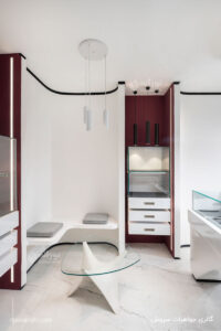 چراغ آویز دکوراتیو، چراغ اسپات، نورانه پروژه گالری جواهرات سروش چراغ سیلوا آویز مانا دوخانه مانا تک خانه لینو کاستومایز چراغ تخم مرغی