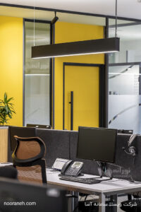 نورانه پروژه نورپردازی لایتینگ لاین بالا و پایین لاین دوطرفه آویز اداری تهران line up & down