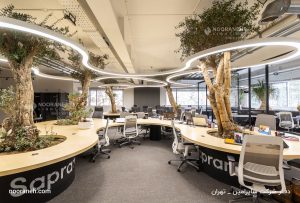 نورپردازی دفتر شرکت ساپرامین با چراغ کرو نورانه