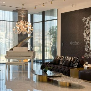 روشنایی اپارتمان مسکونی نسترن، چراغ برنجی گلوری نورانه