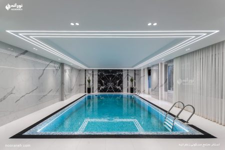 نورپردازی استخر مجتمع مسکونی زعفرانیه با چراغ خطی ضد آب ip