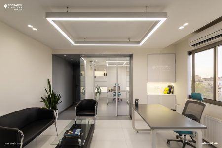 نورپردازی دفتر اداری باکس با چراغ لاین نورانه