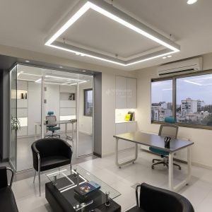 نورپردازی دفتر اداری باکس با چراغ لاین نورانه